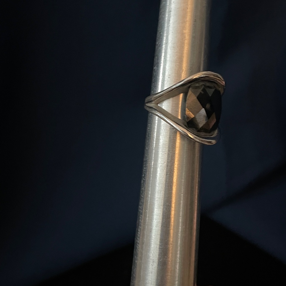 Lia Sophia Black and  Silver checkerboard crushed cut Ring - Picture 3 of 6